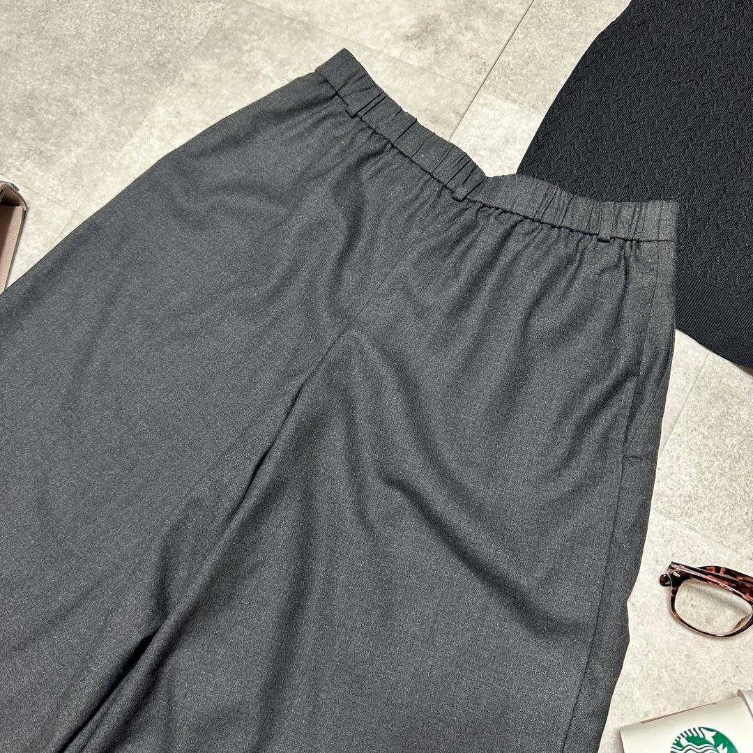 23区 大きいサイズ グレー ワイドパンツ キュロット ウール 秋冬3XL.