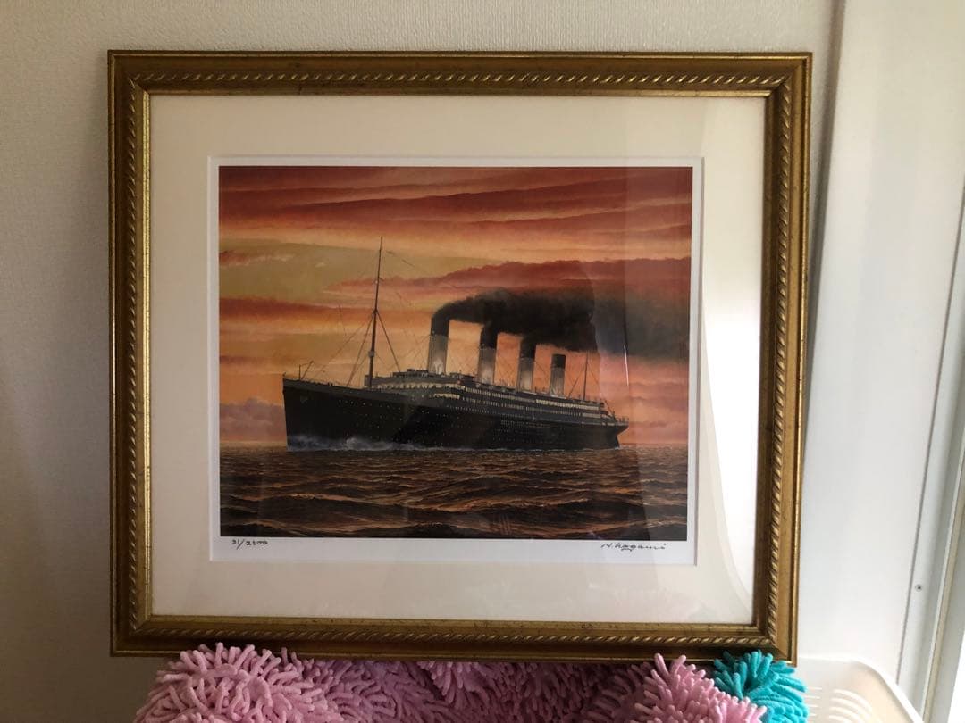 鑑定団　タイタニック号　夕景　絵画　リトグラフ　版画　初期刷り　野上隼夫