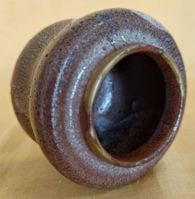 絵瀬戸肩衝胴締茶入 二重蔓牡丹唐草金補修済 茶道具 古瀬戸茶入 桐箱入