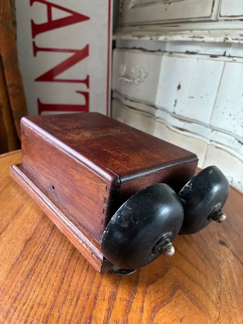 フランス　アンティーク　壁掛け式　電話機用　ベル　木製　呼び鈴　Bell 2個