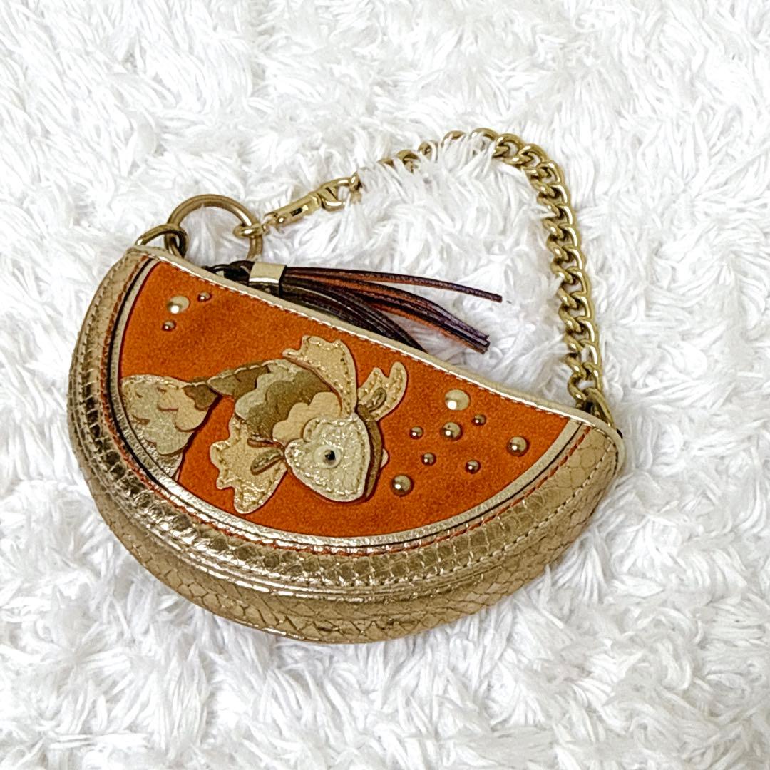 入手困難✨ COACH コーチ ケース 小物入れ 金魚 派手 ゴールド