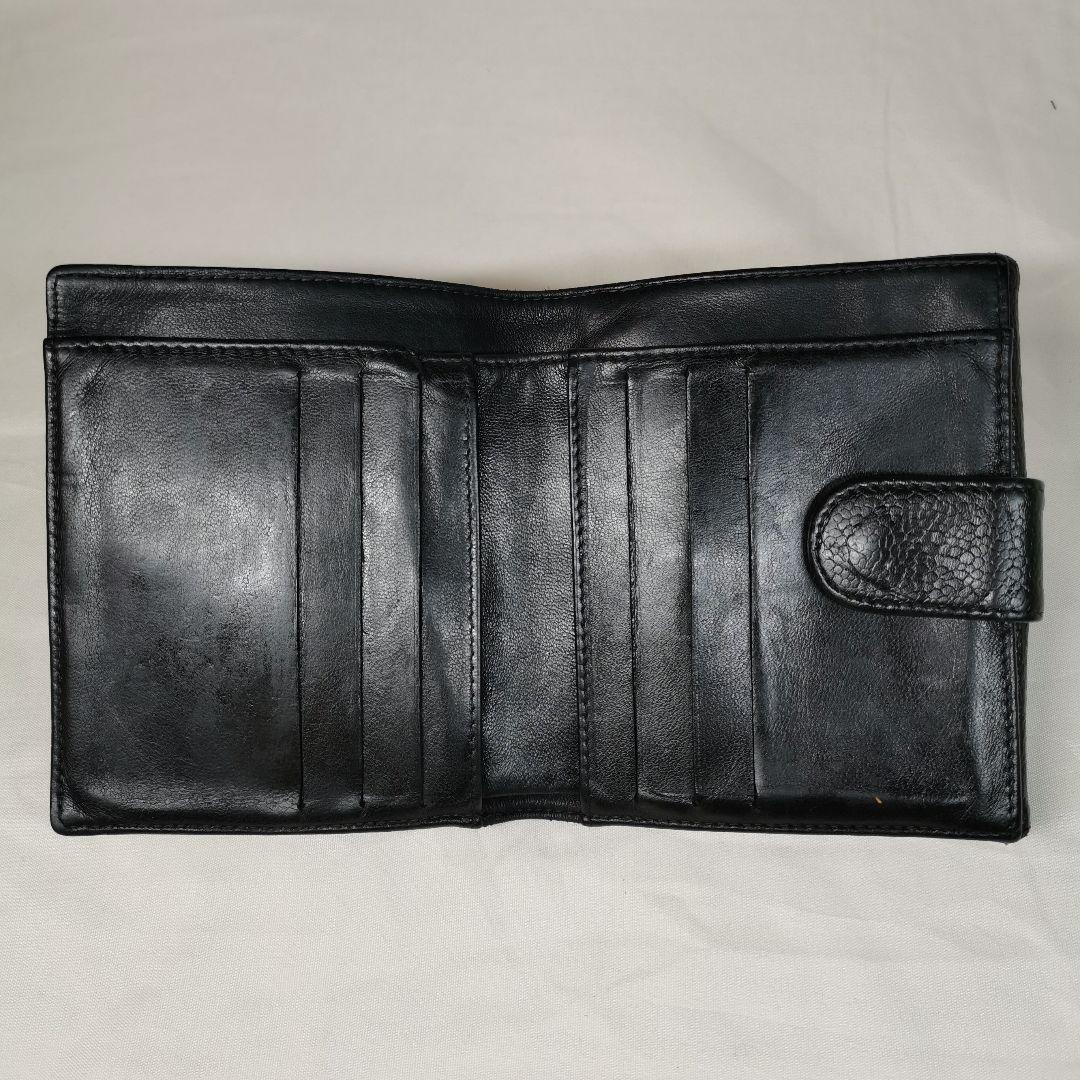 【美品】シャネルCHANELキャビアスキン財布 ココマーク 黒 新品ショルダー付