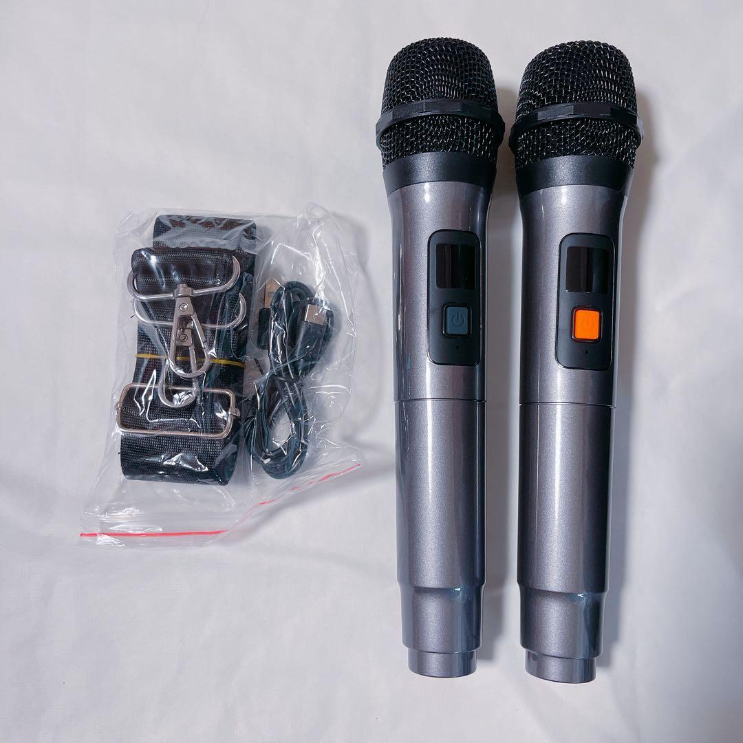 特価❗️カラオケセット 拡声器 スピーカーセット 家庭用 ワイヤレスマイク ２本付