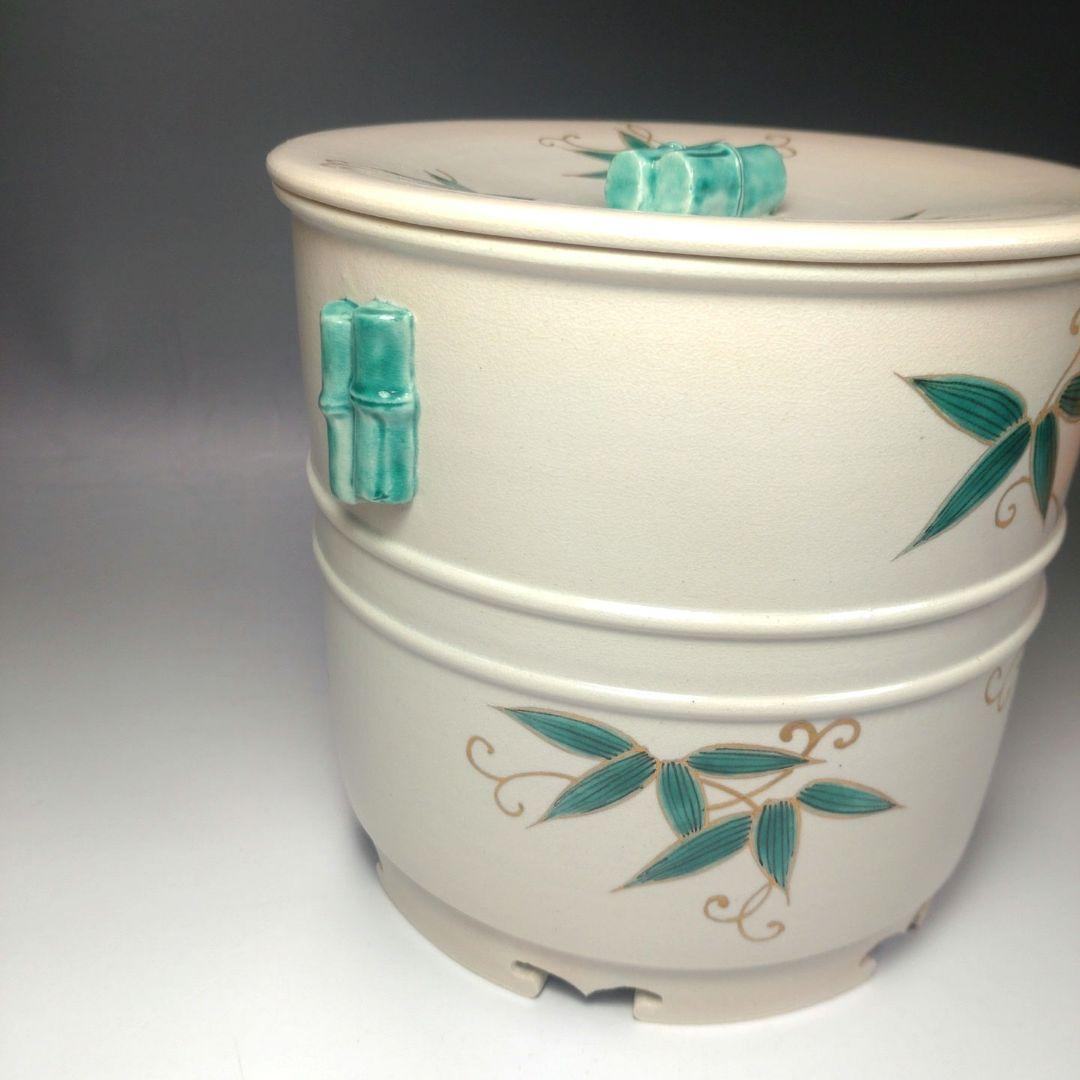 イ50 皆具『犬山　竹の絵　在銘　共箱』茶道具　水指杓立蓋置建水