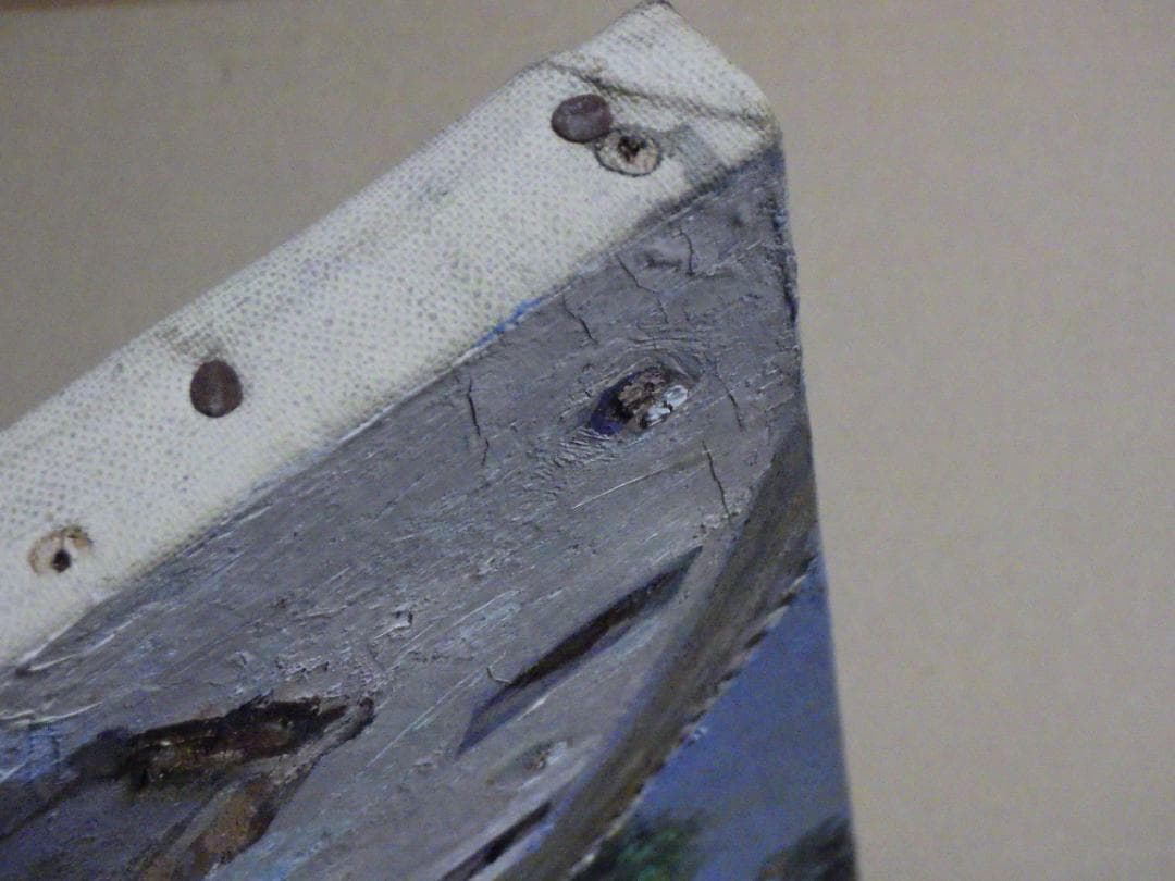 真作 春田美樹 油彩 闘牛場の内庭 ロンダ 肉筆 地図 木枠F6サイズ 一点物