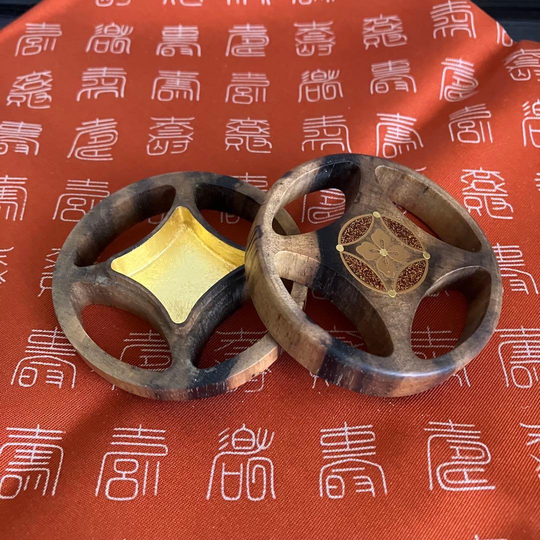 茶道具 平安象彦造 黒柿七宝透かし香合