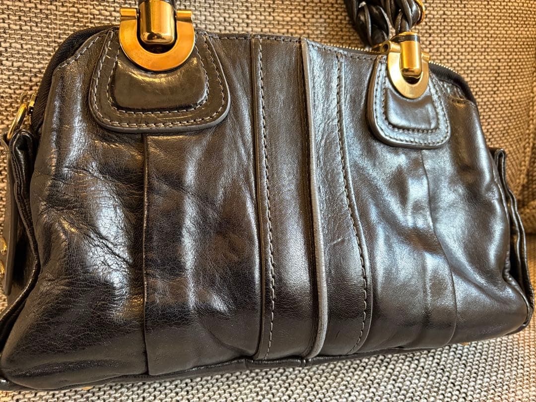 【美品/付属品付】Chloe エロイーズ 本革 ハンドバッグ 黒 Y2K 希少