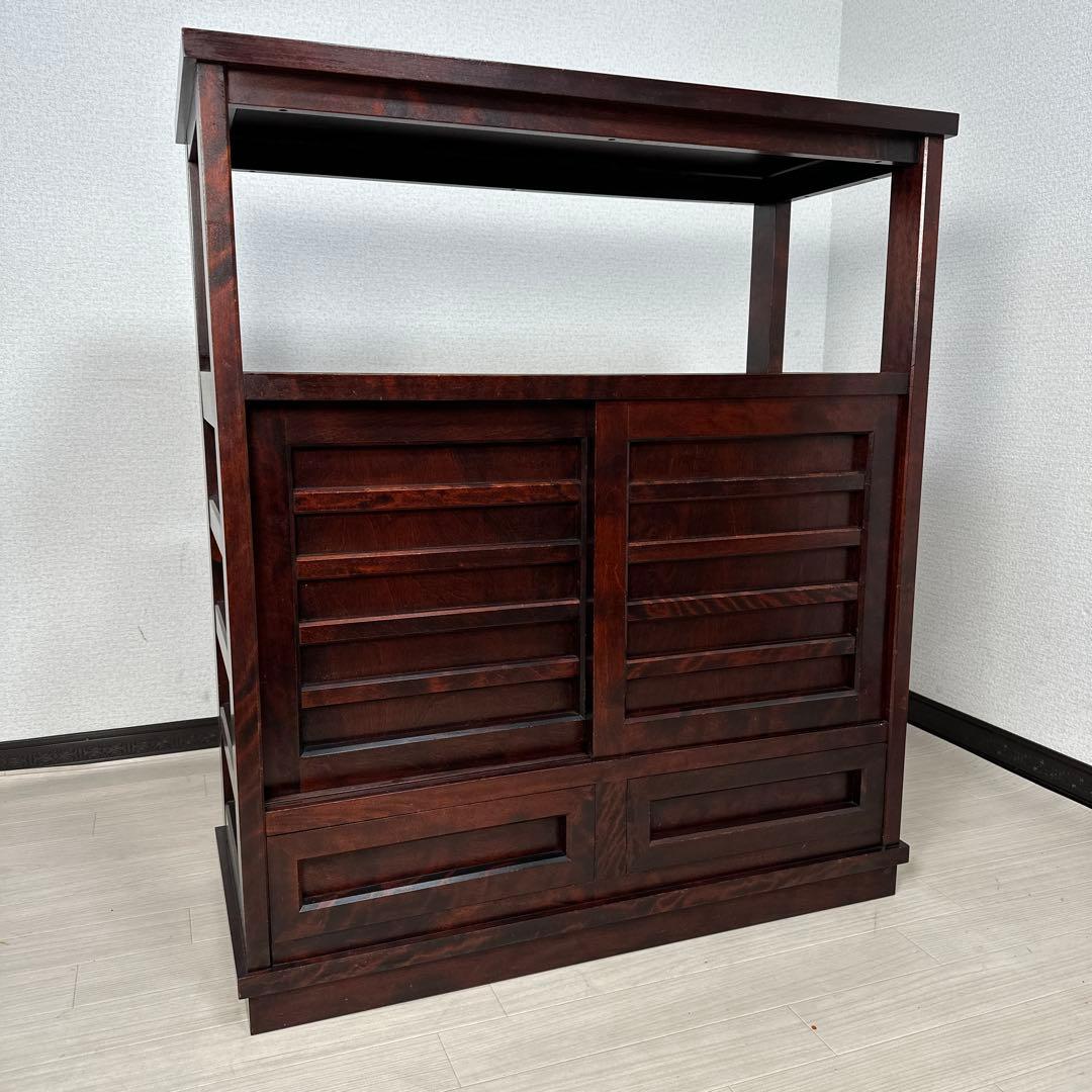 北海道民芸家具 茶棚 茶箪笥 飾り棚 樺 無垢材 管理No.i4※