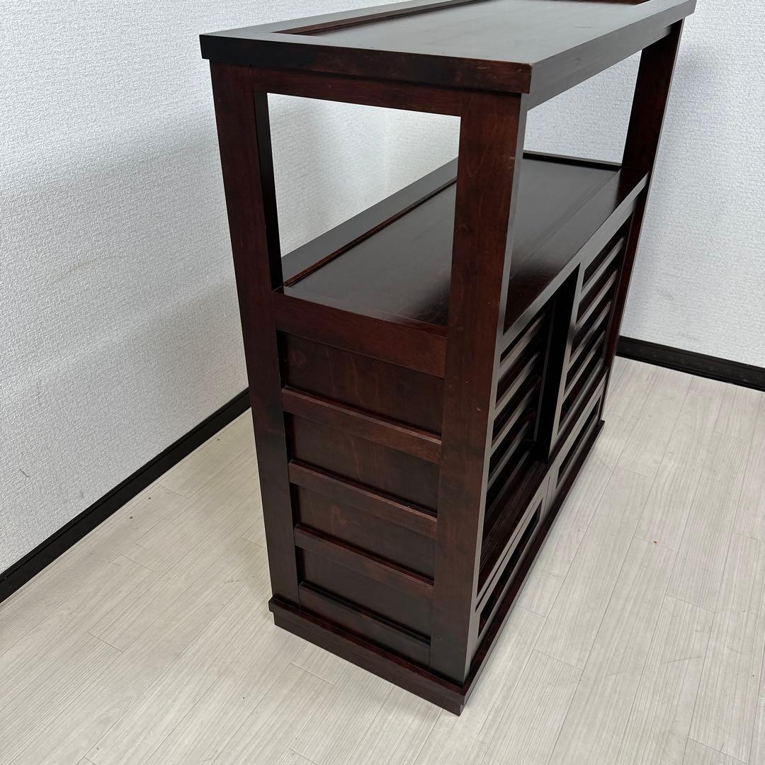 北海道民芸家具 茶棚 茶箪笥 飾り棚 樺 無垢材 管理No.i4※