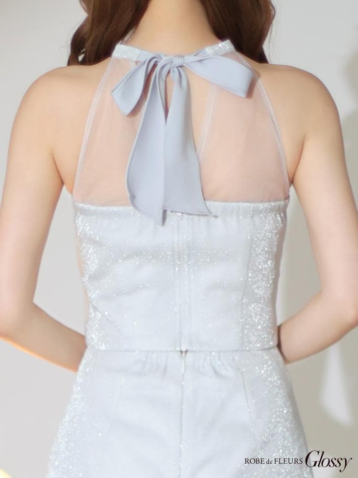 【人気のXS】ROBE de FLEURS ホルターネックxラメ セットアップ