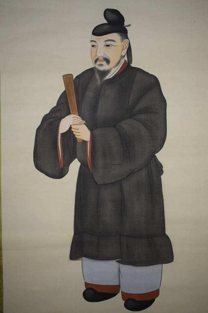 真作/一粒庵/玉泉/小野妹子大臣像図/布袋屋掛軸HJ-297