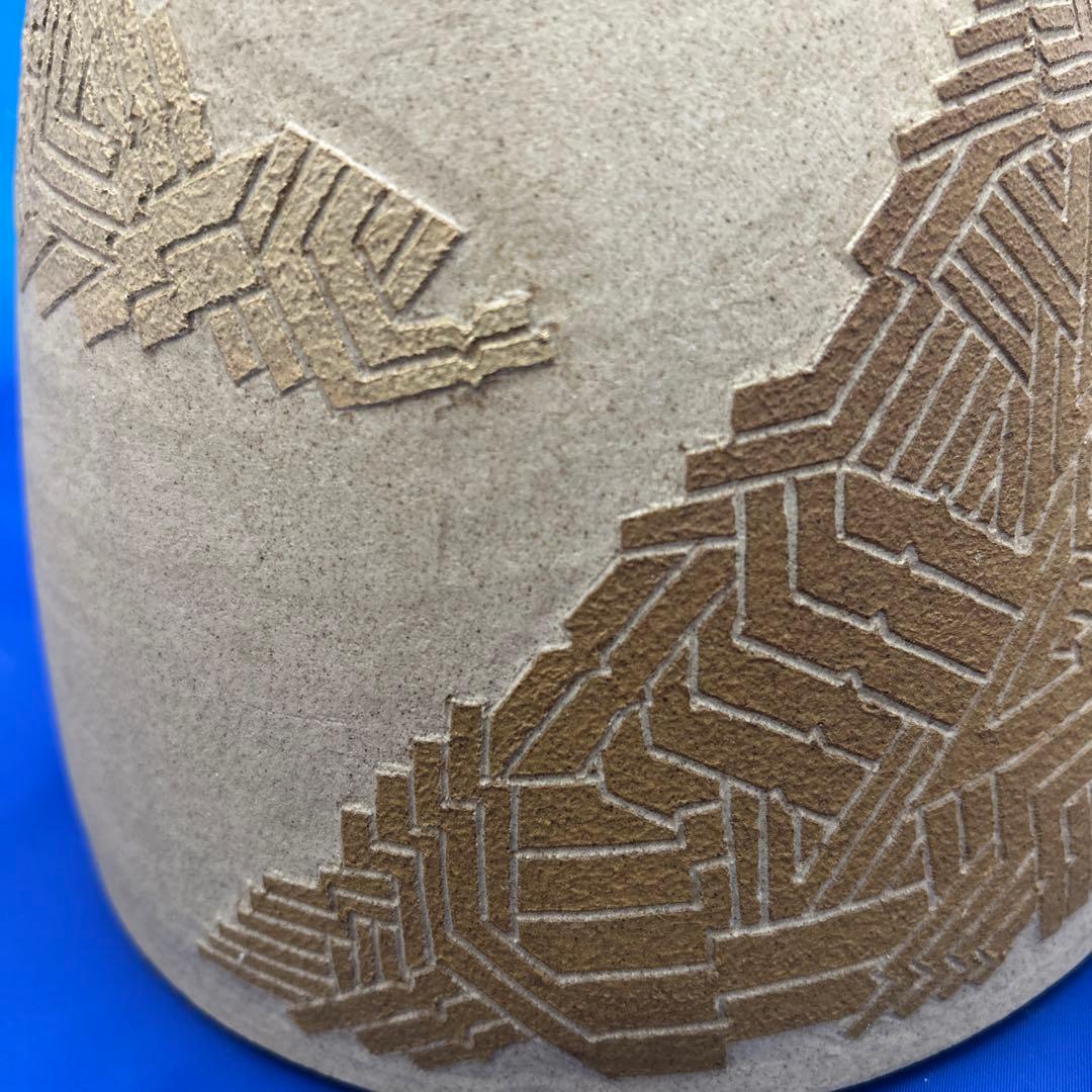作家作品 幾何学模様の三角形陶器