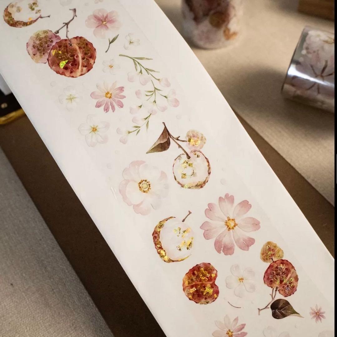 贝壳金 荔枝玫瑰夏洛特 5cm×6m 海外マスキングテープ　花