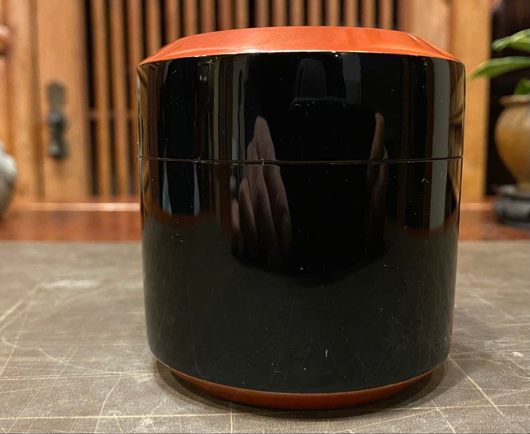 輪島塗　棗　蒔絵・鶴紋　鈴谷鐵五郎作 茶道具・ヴィンテージ　レア