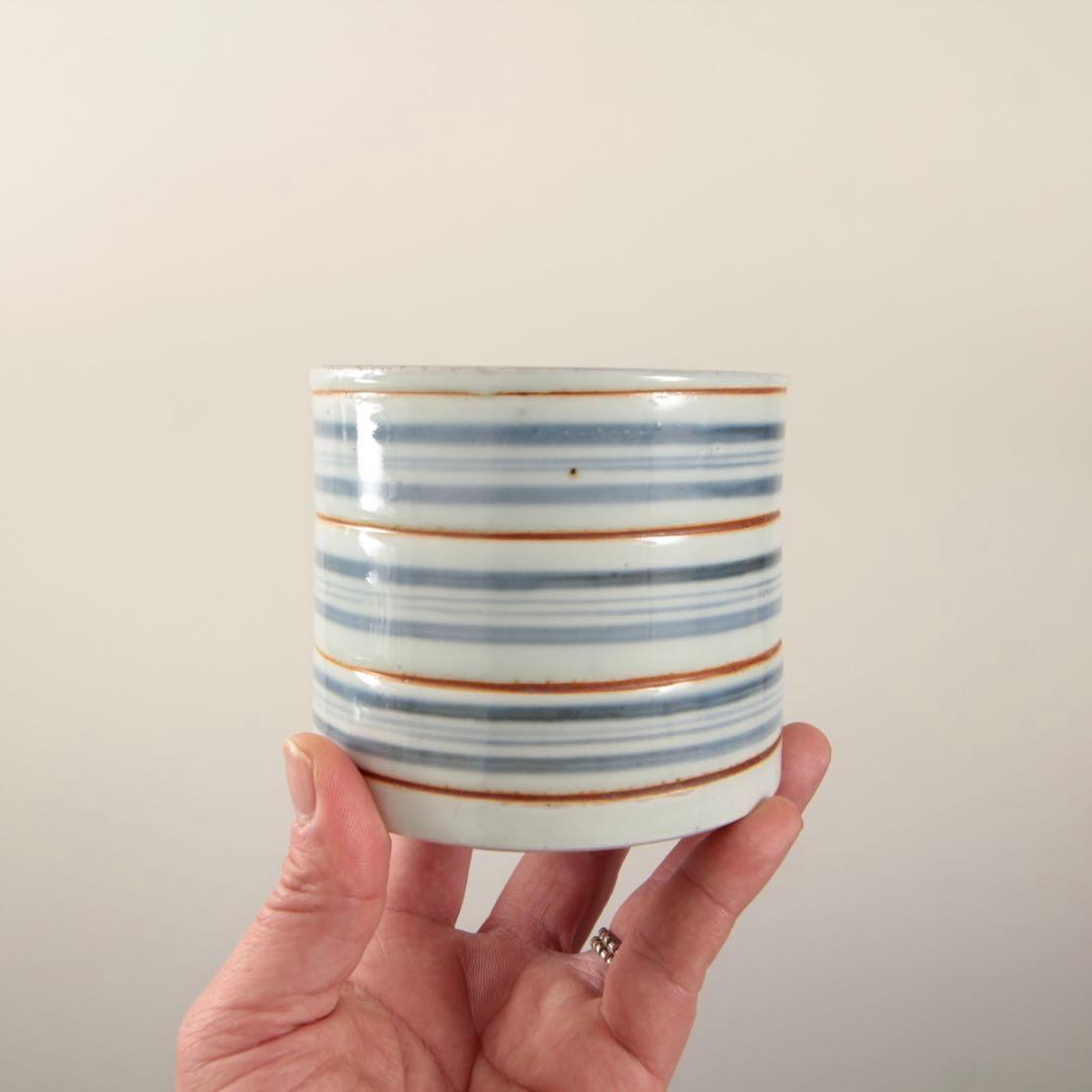 染付 輪線文 火入 筒茶碗 古美術 古道具 アンティーク 古伊万里