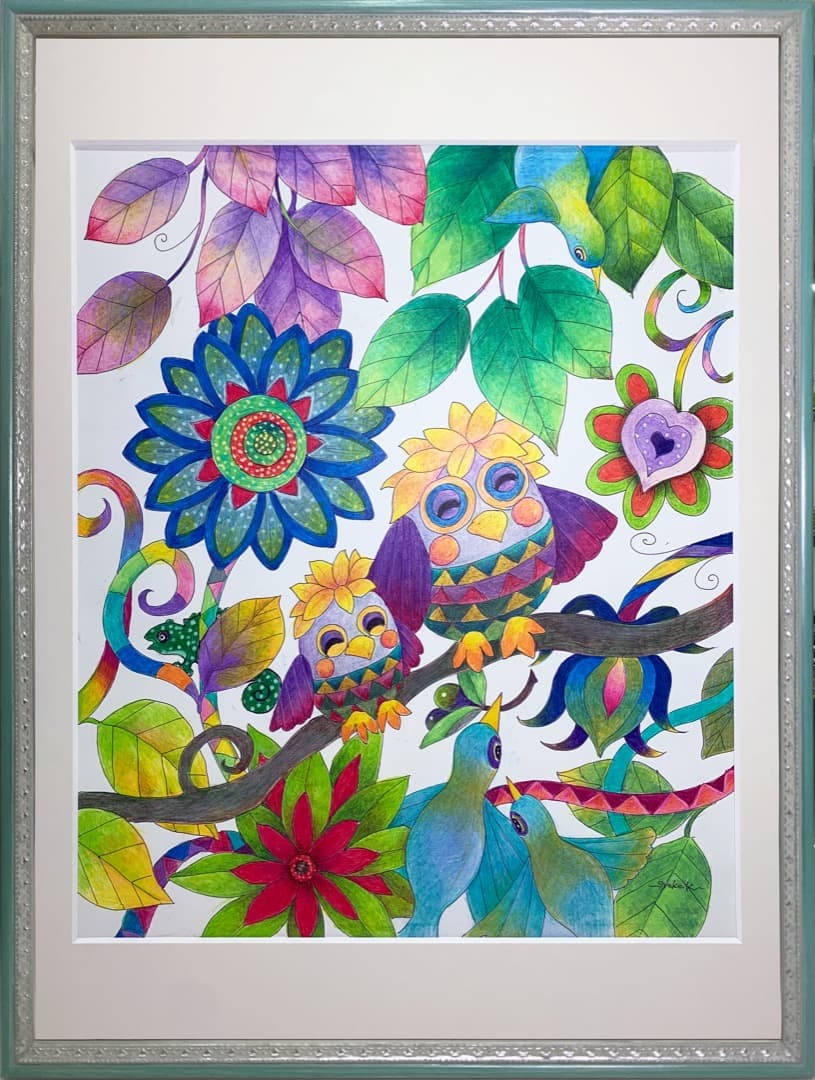 色鉛筆画　森のメロディー