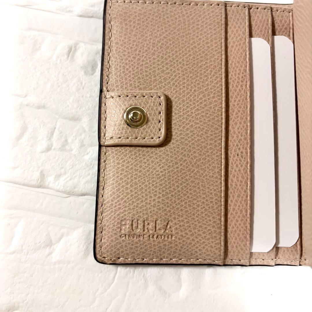 【未使用】FURLA　２つ折り財布　カメリア　ブルー　ベージュピンク　コンパクト