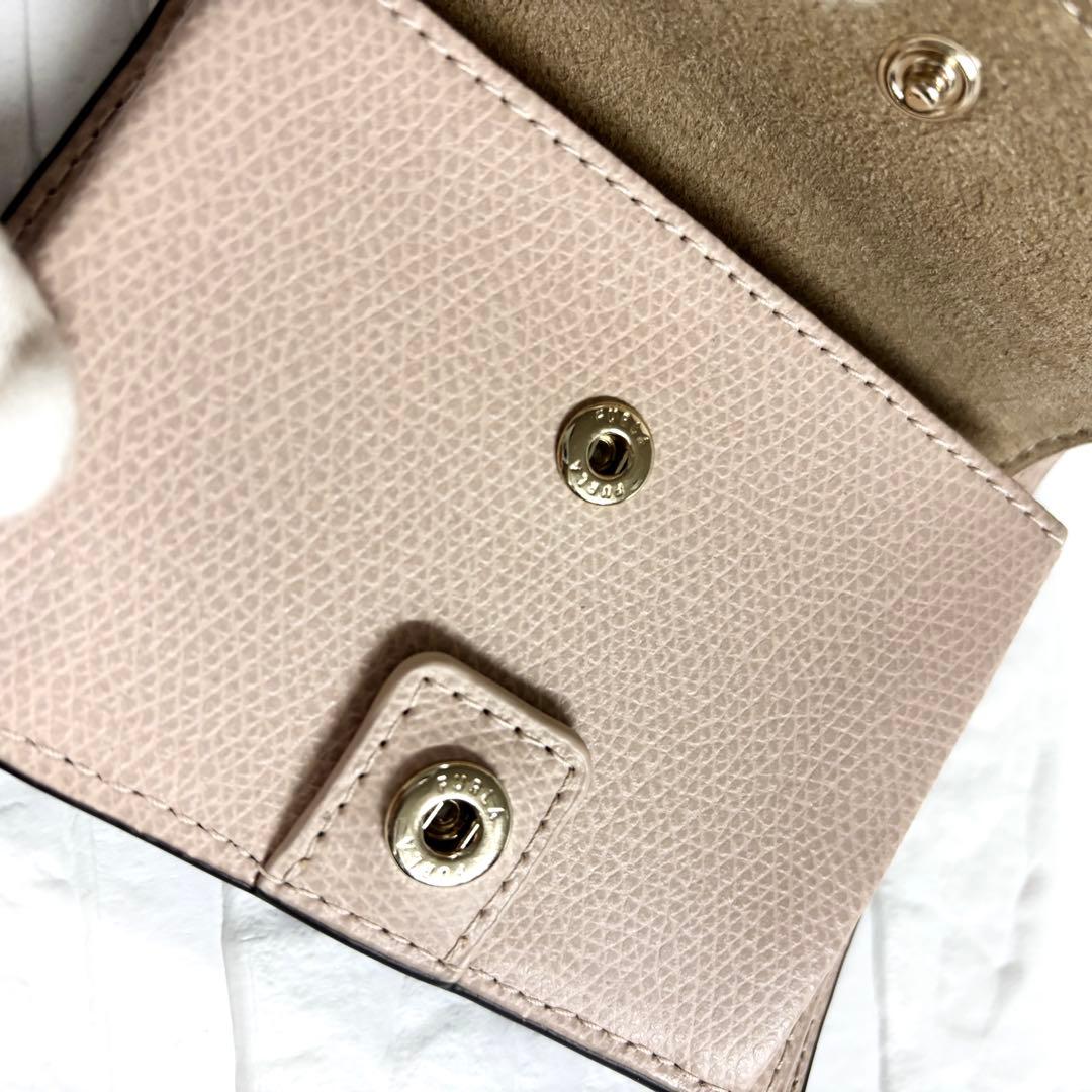【未使用】FURLA　２つ折り財布　カメリア　ブルー　ベージュピンク　コンパクト