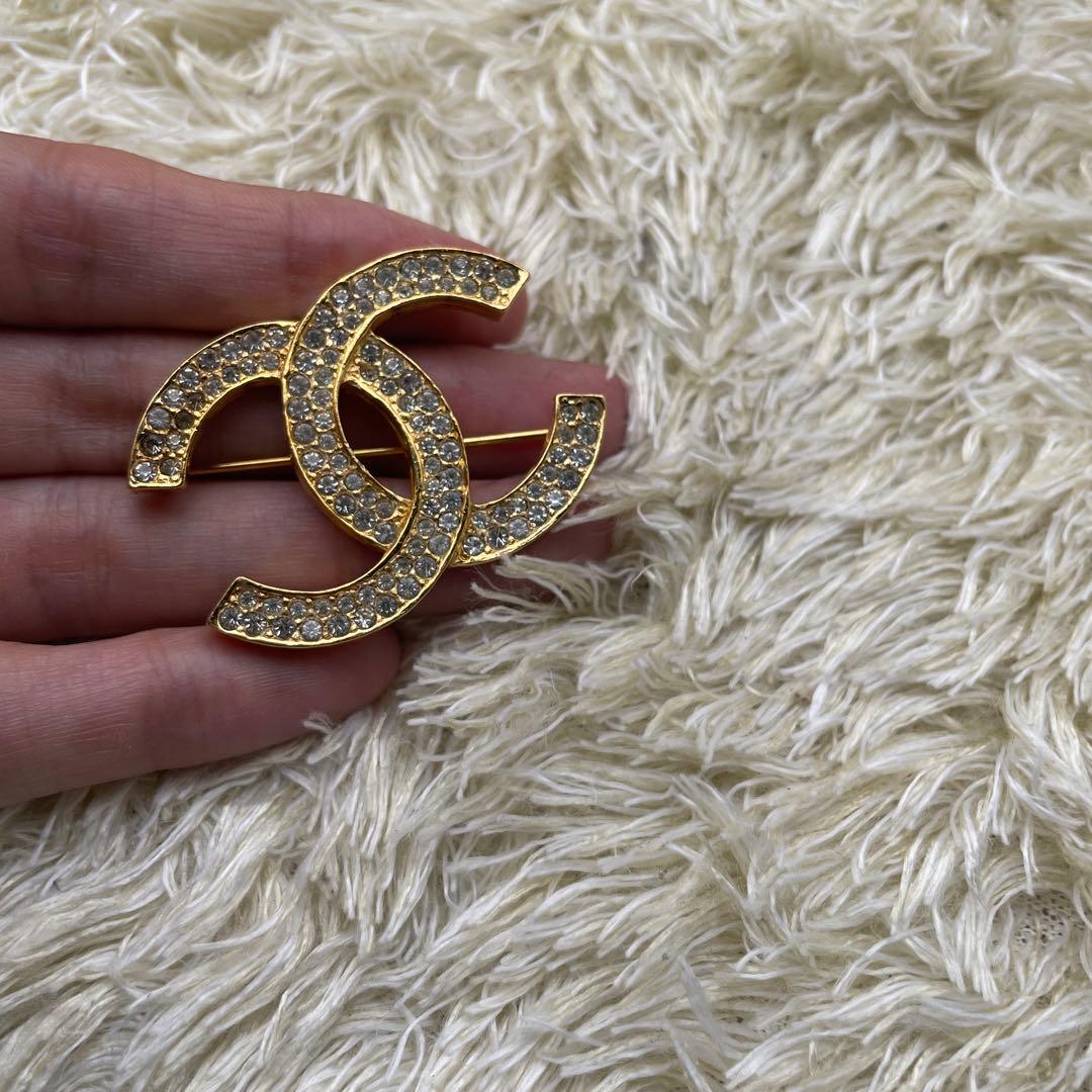 CHANEL シャネル　ダブルストーン　ココマーク　ブローチ