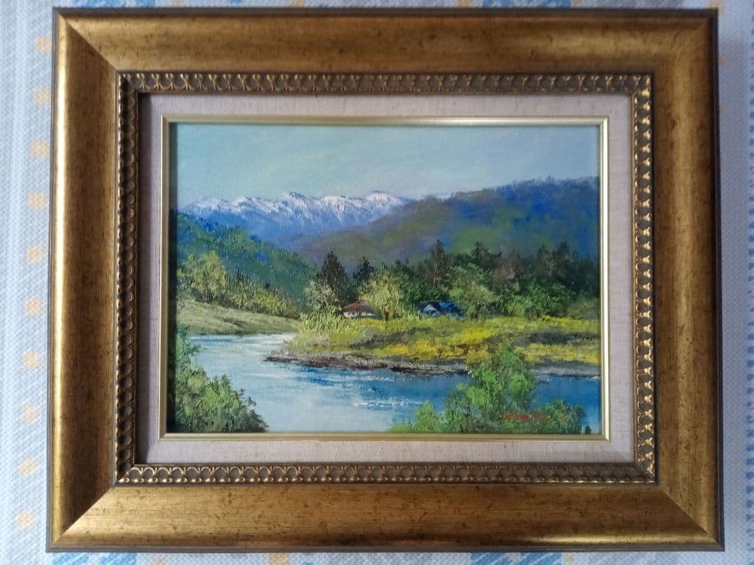 国立秀雄 「千曲川」油彩画 風景画