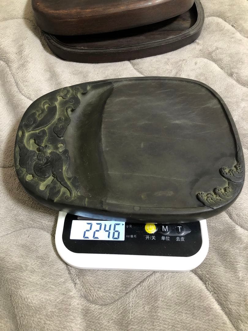 端溪硯 雲蝠文 老坑 水巖 大西洞 金綫 青花 書道用品 端渓硯 骨董