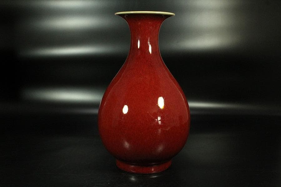 中国美術 釉裏紅 瓶 美品(K-HA504)