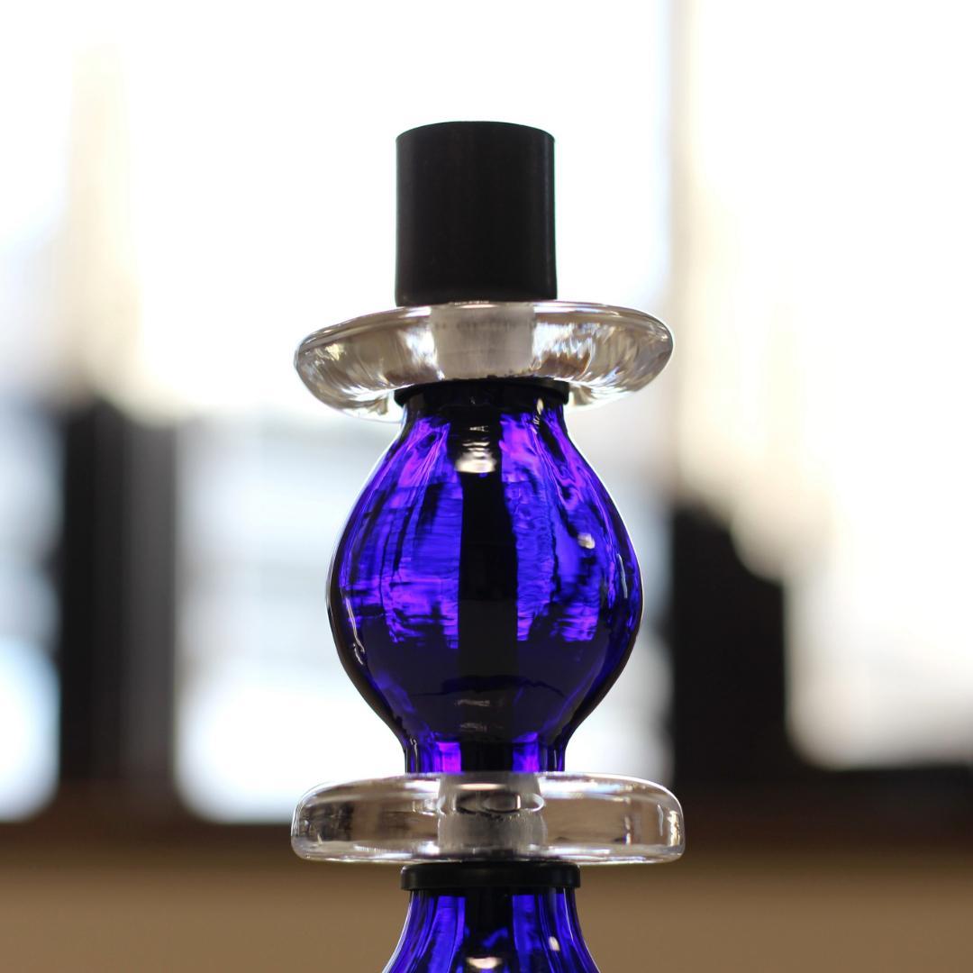 【美品・刻印】エリックホグラン　キャンドルスタンド オニオン型2段　ブルー 01