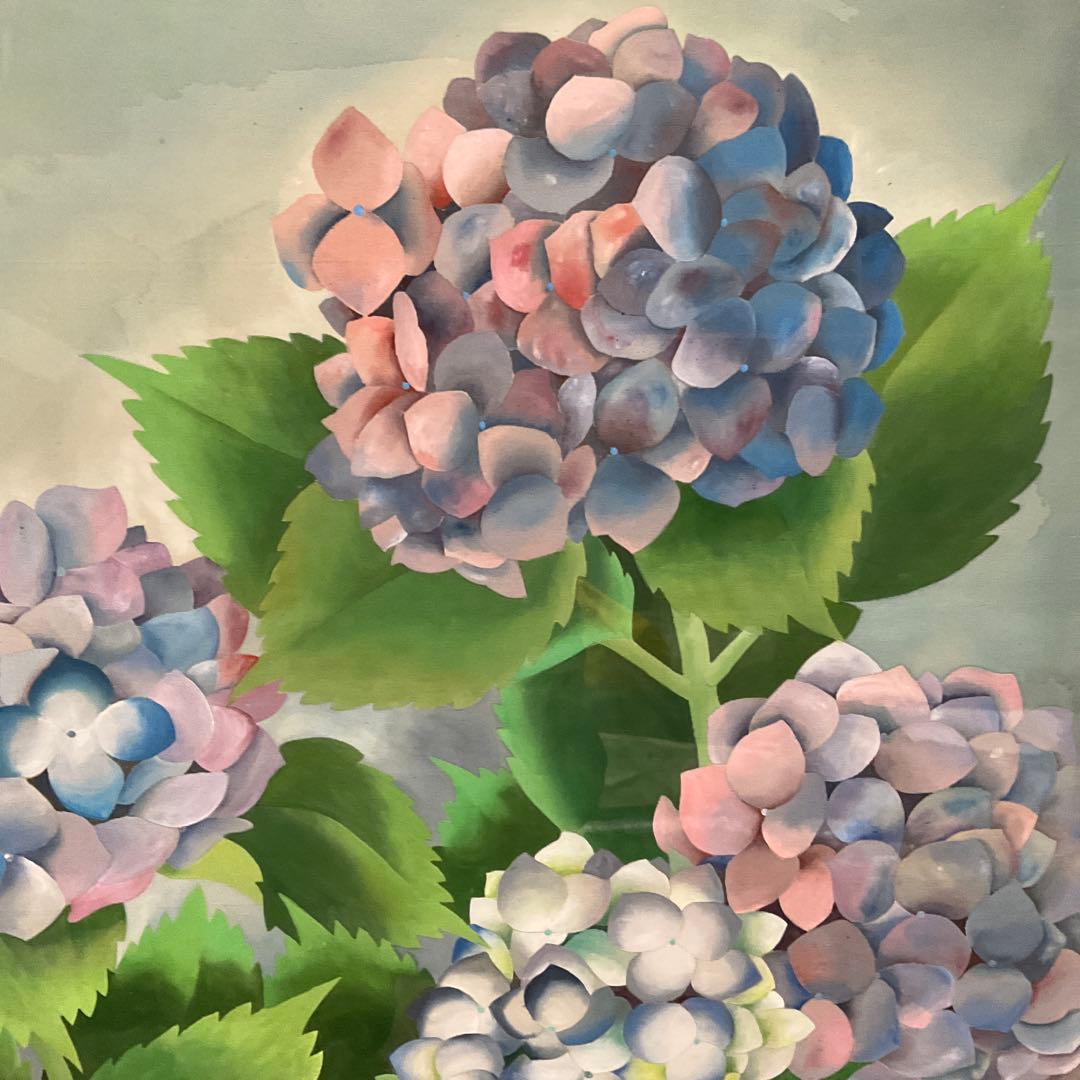 山口　蓬春　　紫陽花　日本画　絵画　額装