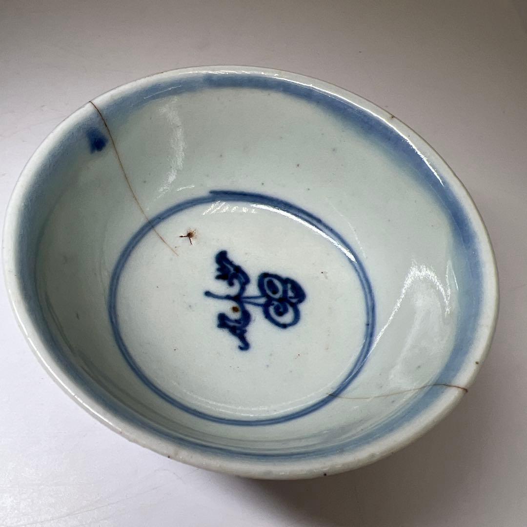 中国清朝時代　古染付碗5客　口径約10㎝　東Y7-1125☆2Fトヒト