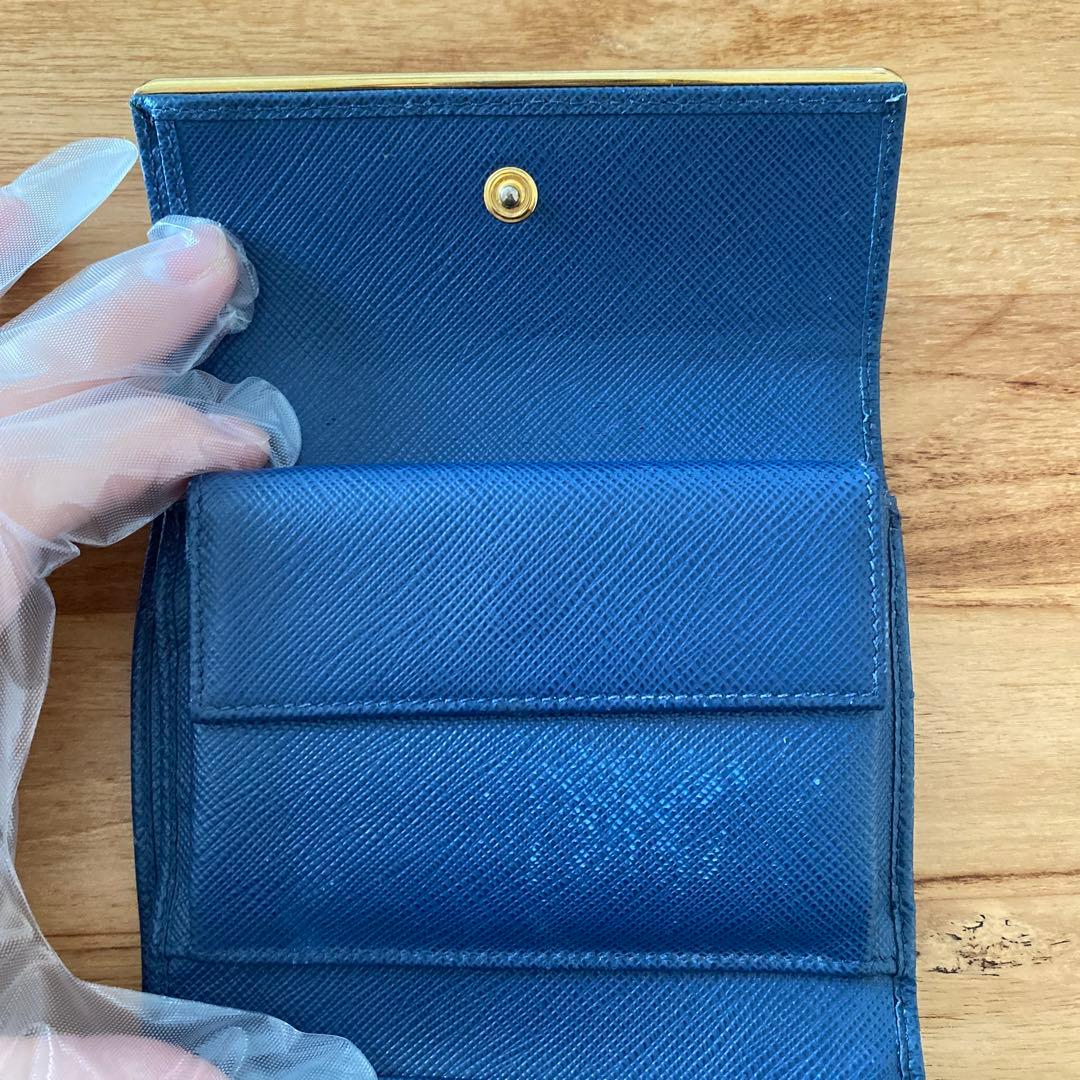 PRADA サフィアーノレザー 三つ折り財布 ネイビー