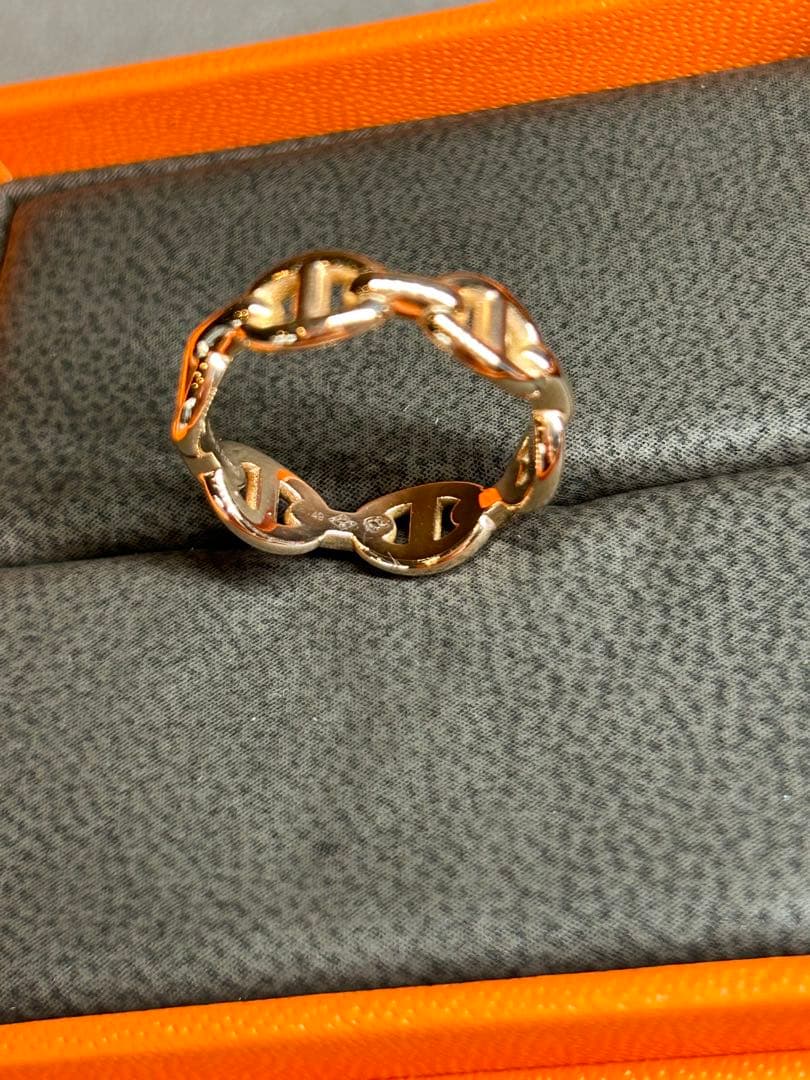 エルメス シェーヌ ダンクル アンシェネpm リング 49ピンクゴールド