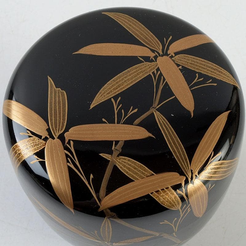 茶道具　輪島塗　稲忠謹製　笹蒔絵　棗　共布共箱　V　9359