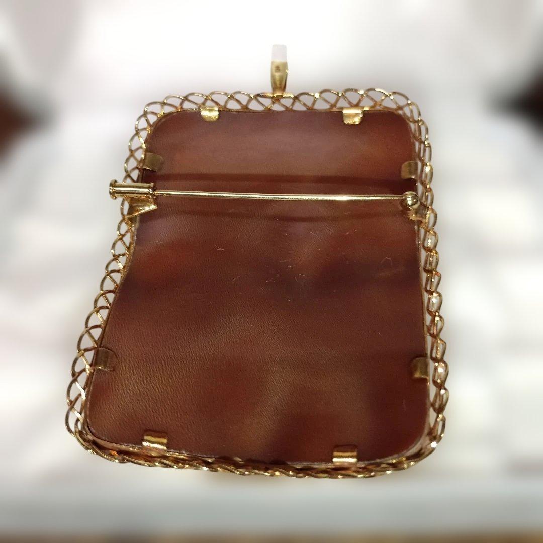 K18 カメオ ブローチ 作家ガロファロ　女性の横顔と花