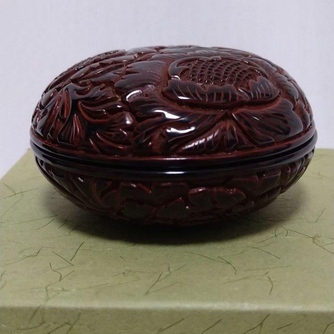 香合 三野原 晃一 漆芸 堆朱 溜 香 棗 茶道具 茶道 お茶 香炉 茶碗 食器