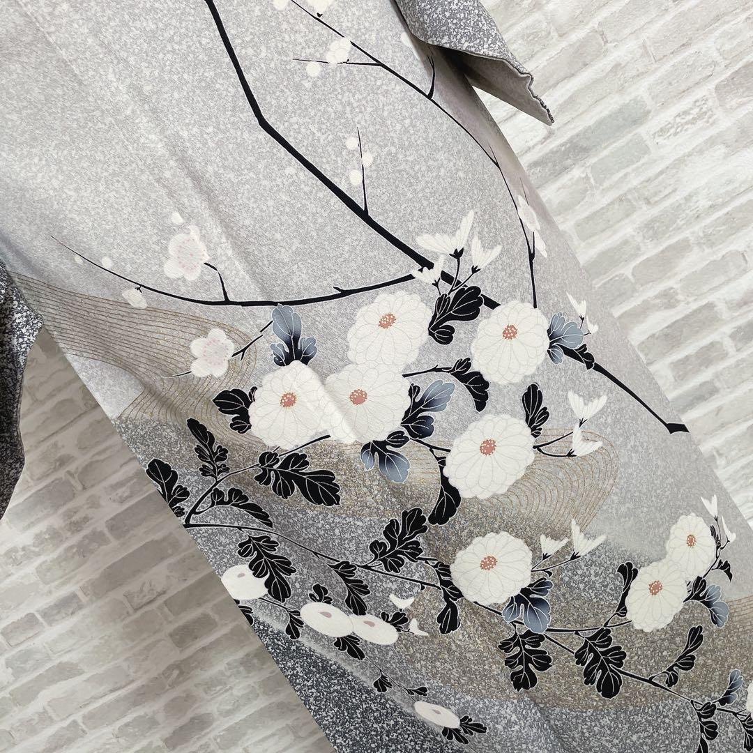 訪問着　フルセット　桜の木　菊　流水　金彩加工　叩き染　入学式　卒業式　I2