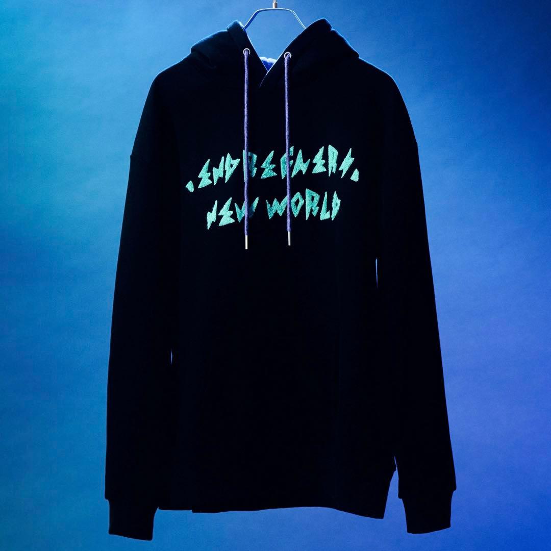 【送料込】オーバーサイズパーカーモコモコ刺繍ロゴ黒 【RE】Freesize