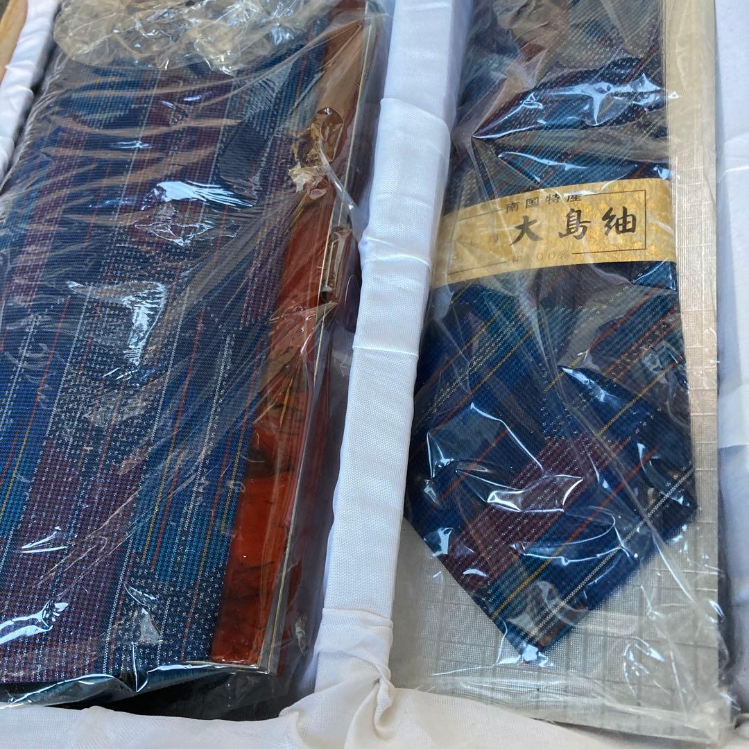 大島紬 ネクタイセット 津軽塗の箸付き