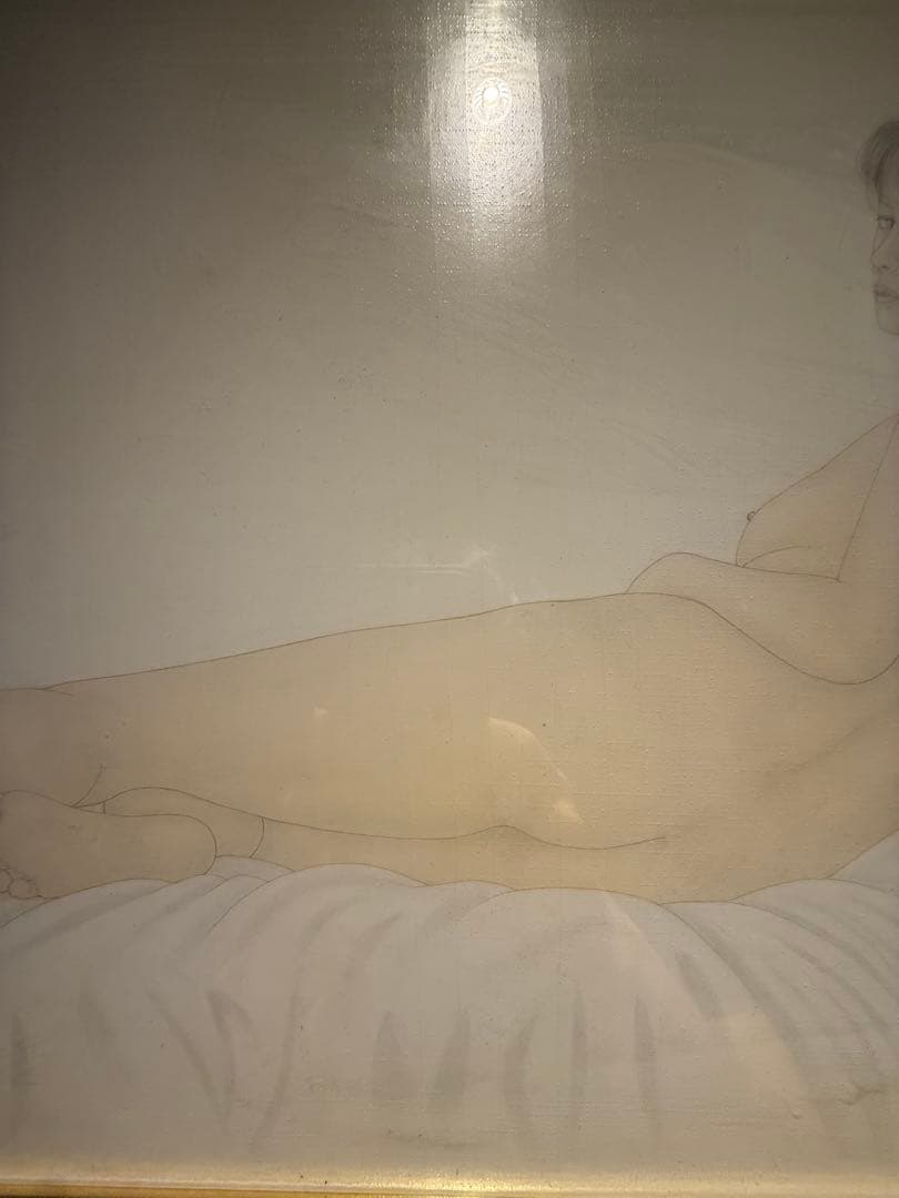 栗原喜依子【横たわる裸婦】　肉筆油彩画　直筆サインあり