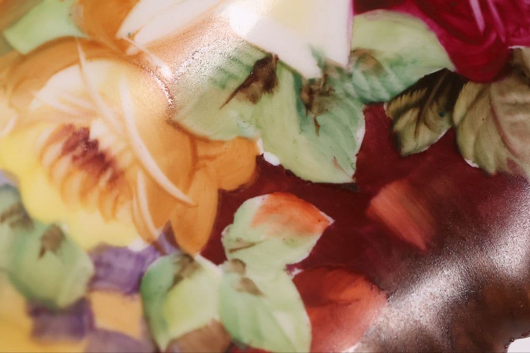 【CM309】オールドノリタケ 風景 薔薇 皿 鉢 幅21.8cm 湖畔 明治