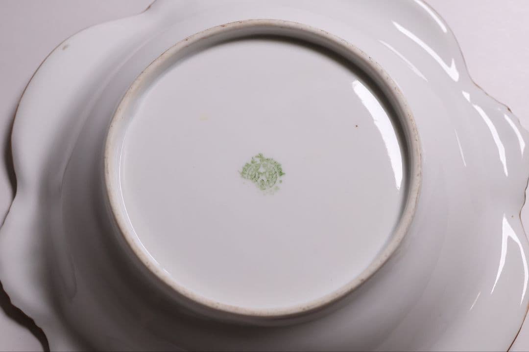 【CM309】オールドノリタケ 風景 薔薇 皿 鉢 幅21.8cm 湖畔 明治