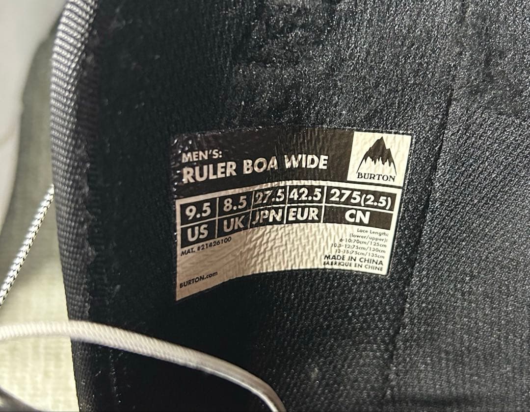 BURTON RULER BOA WIDE 27.5㎝ バートン ダブルボア