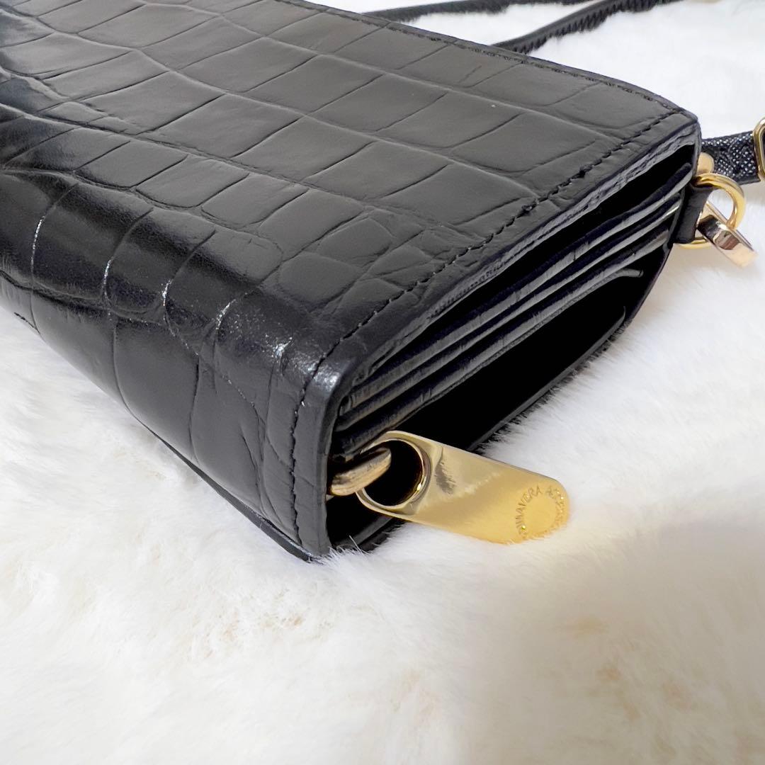 ADMJ ウォレットバッグ 長財布 2way スワロフスキー ビジュー ブラック