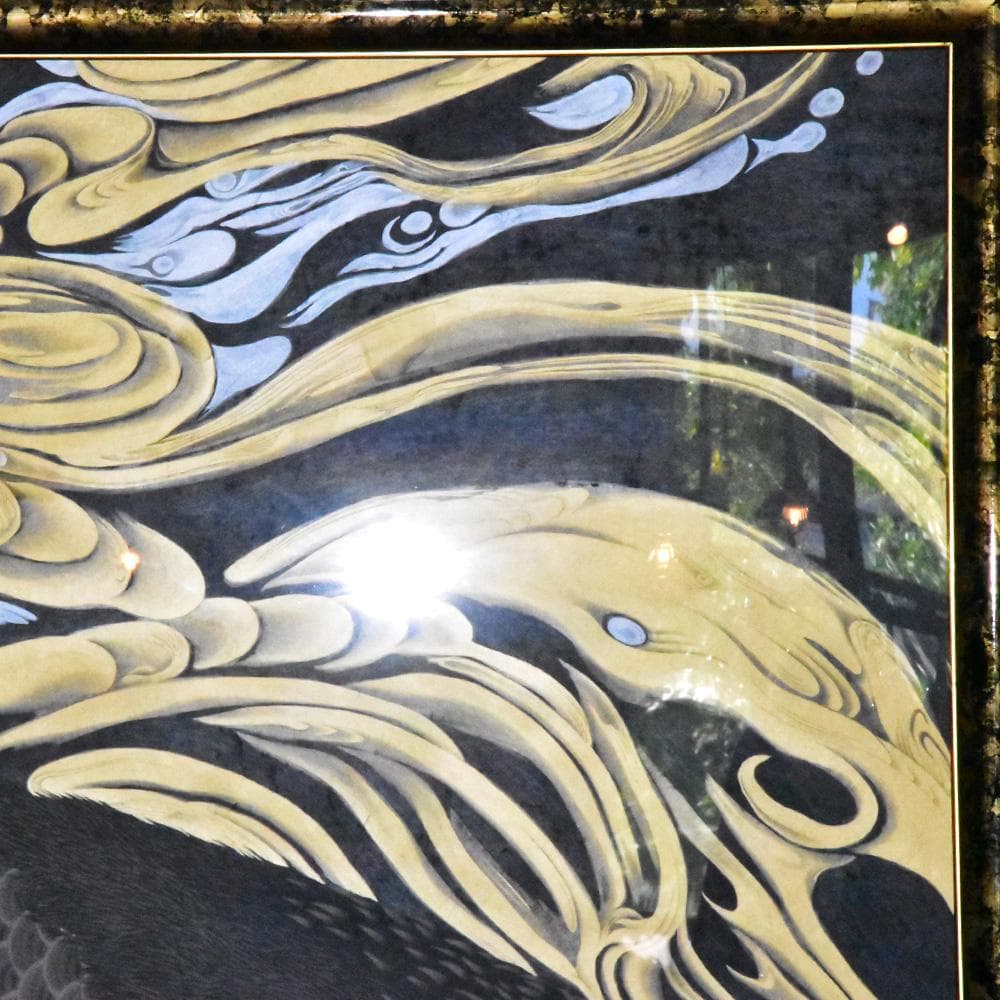 平井千香子 金と銀 鳳凰図 縦104㎝ 横170㎝ F100号 真贋保証 肉筆