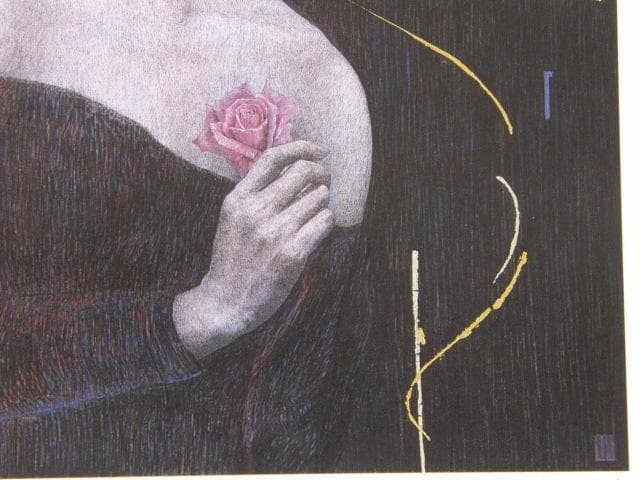 中堀慎治、【香 L'encens】、希少な額装用画集より、新品額装付、状態良好