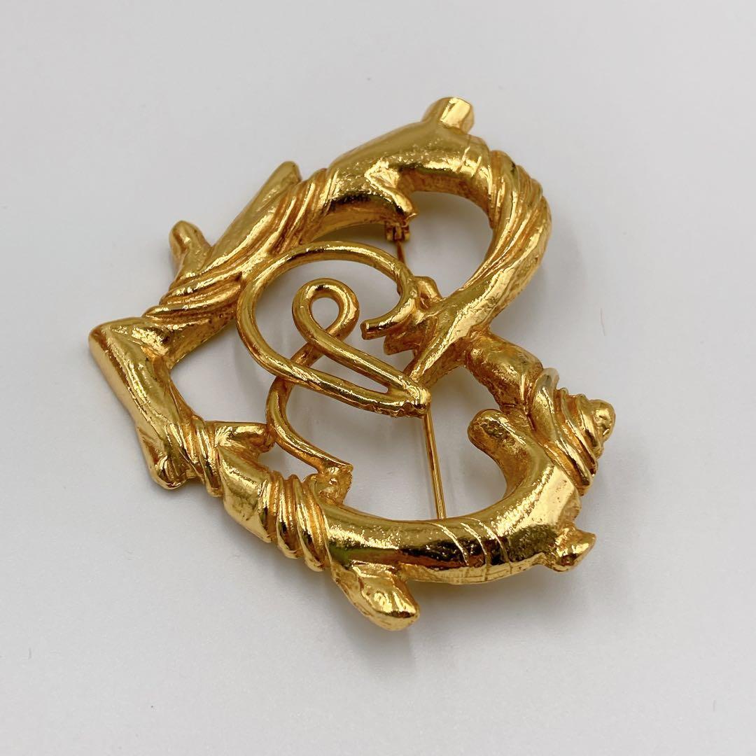 【美品】クリスチャンラクロワ ハート ブローチ ヴィンテージ ゴールド