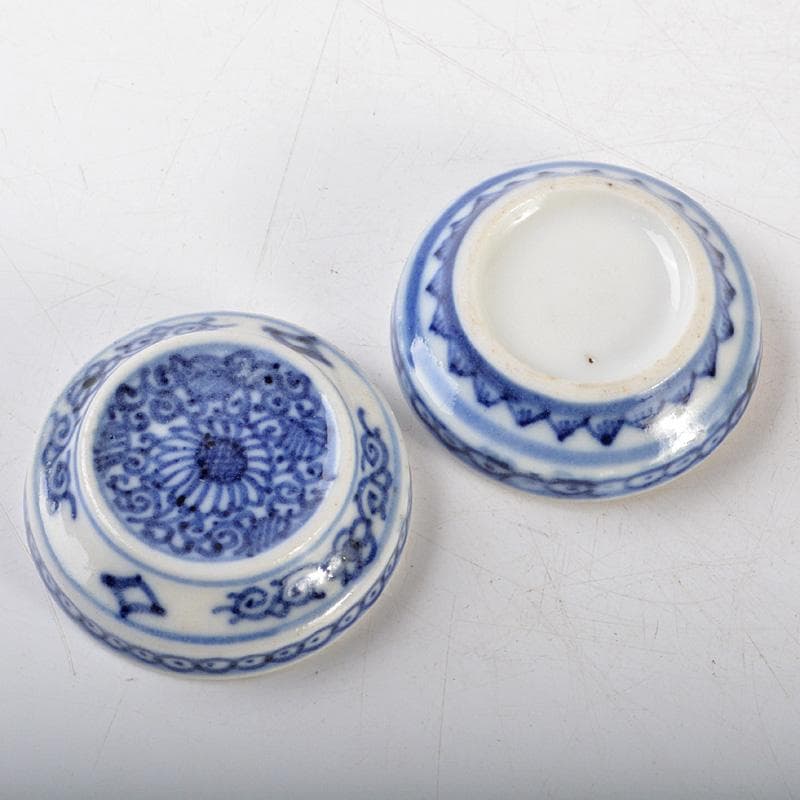 中国　新渡　染付　花文　小さな香合　N　6479