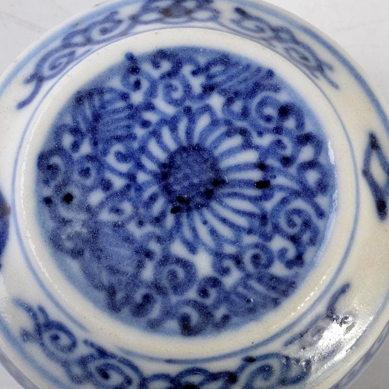 中国　新渡　染付　花文　小さな香合　N　6479