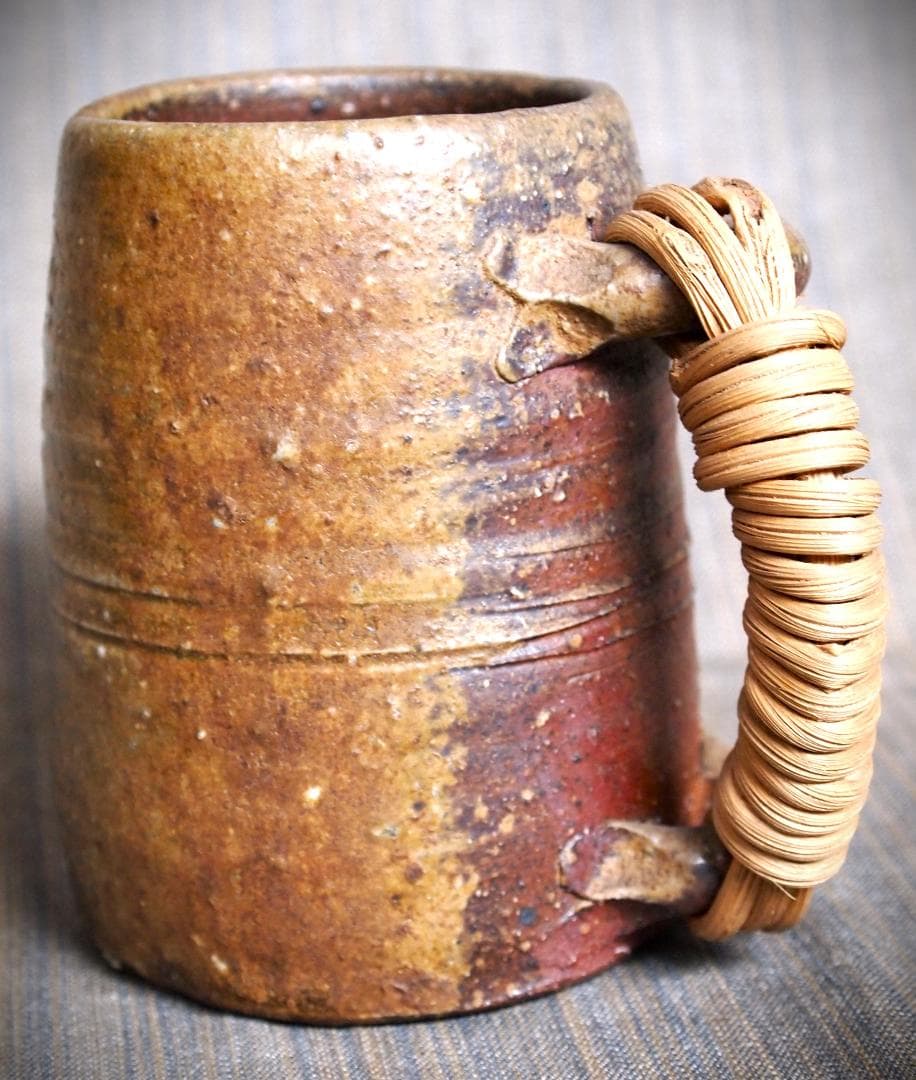 希少作★金重晃介【師＆父：人間国宝　金重陶陽】備前ビアジョッキ