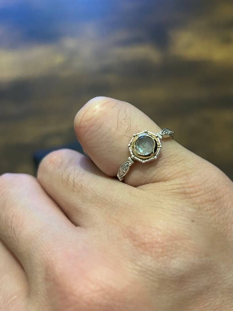 (アガット)シルバーラブラドライトクォーツリング13号