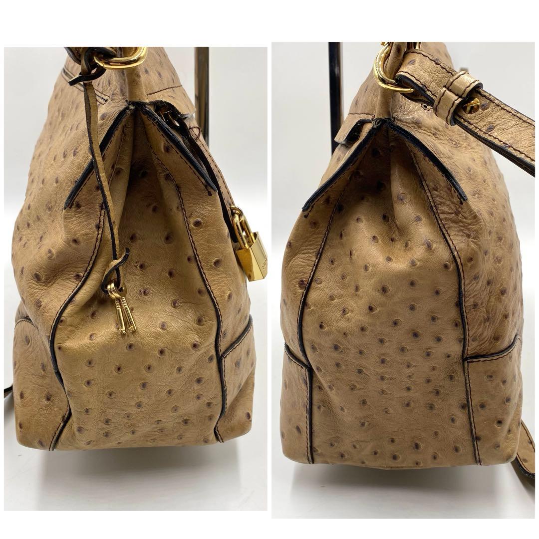 フルラ ハイパー ショルダーバッグ 2way オーストリッチ A4 斜め掛け